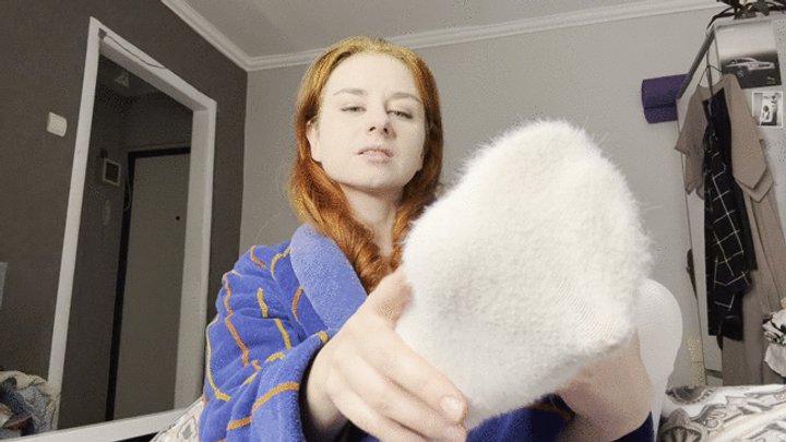 Socks tease, remove socks, feet sniffing!