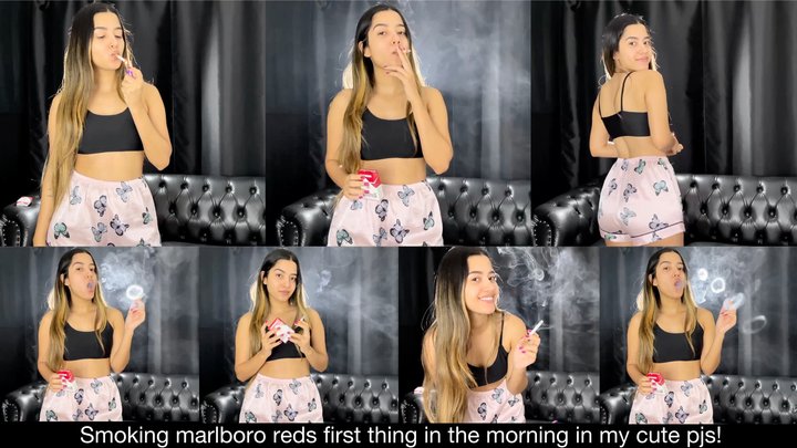 Smoking marlboro reds first thing in the morning in my adorably short pjs
