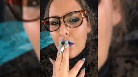 Upclose Purple Lips Smoking